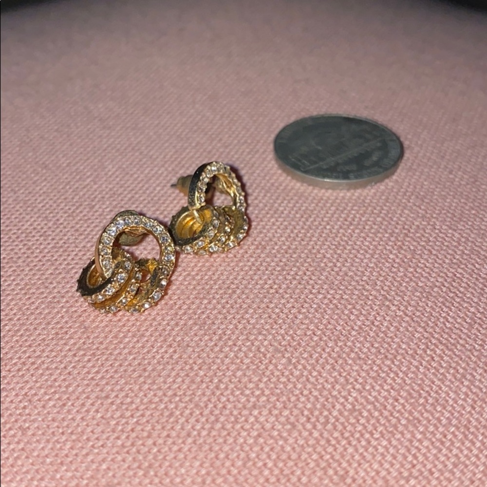 Circle Link Gold & Crystal Earrings - Picture 2 of 4